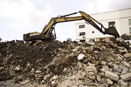 The backhoe of the construction site.のeditorial素材