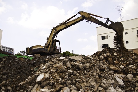 The backhoe of the construction site.のeditorial素材