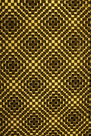 The yellow pattern background as the texture and material for the artwork design.