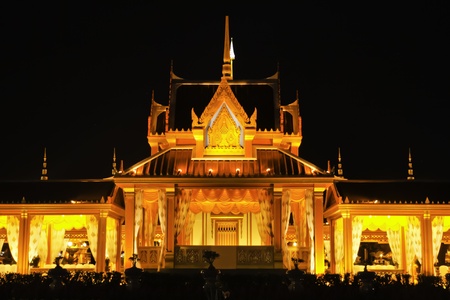 BANGKOK - APRIL 6  The scenery of Royal funeral architecture is mavellously decorated for the ceremony to pay respect to Princess Bejaratana Rajasuda Sirisobhabannavadi of Thailand on April 10, 2012 at Sanam Luang Bangkok のeditorial素材