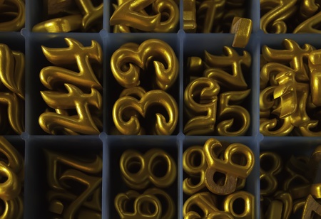 The wooden yellowish typing numbers.の写真素材