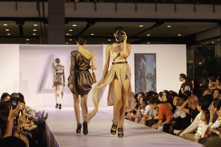 BANGKOK - MAY 2 : A model wears clothes by Thai fashion students at the fashion design contest on May 2 2012 at CTW Bangkok Thailand. Accademia Italiana teams up with f.fashion to organize this event.のeditorial素材