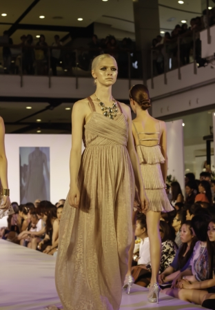 BANGKOK - MAY 2 : A model wears clothes by Thai fashion students at the fashion design contest on May 2 2012 at CTW Bangkok Thailand. Accademia Italiana teams up with f.fashion to organize this event.のeditorial素材