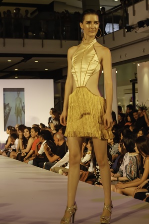 BANGKOK - MAY 2 : A model wears clothes by Thai fashion students at the fashion design contest on May 2 2012 at CTW Bangkok Thailand. Accademia Italiana teams up with f.fashion to organize this event.のeditorial素材