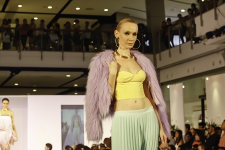 BANGKOK - MAY 2 : A model wears clothes by Thai fashion students at the fashion design contest on May 2 2012 at CTW Bangkok Thailand. Accademia Italiana teams up with f.fashion to organize this event.のeditorial素材