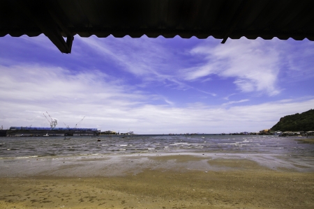 The beautiful natural landscape of the seashore and seaport.の写真素材