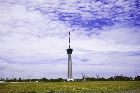 The colorful tower in the blue blue sky.の写真素材