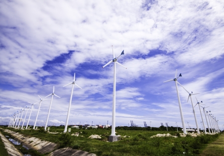 The arrays of wind turbine as the source of alternative sustainable energy.の写真素材