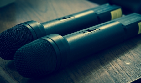 The couple of microphones.の写真素材