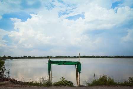 The beautiful landscape of the blue sky and natural lake.の写真素材