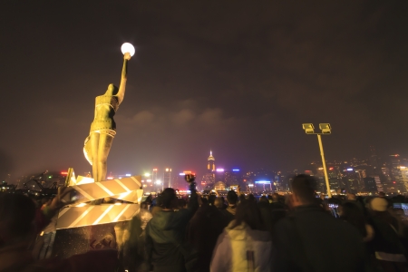 HONG KONG - JANUARY 5 : A Symphony of Lights show atmosphere on January 5, 2013. Named as the 'World's Largest Permanent Light and Sound Show'のeditorial素材