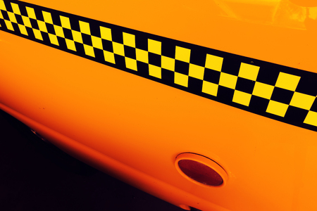 Yellow Cab Taxi, Detail on the side of Taxi Checkerの写真素材