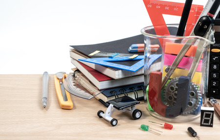 Equipment of STEM education, Science, Technology, Engineering, Mathematics. STEM education concept...