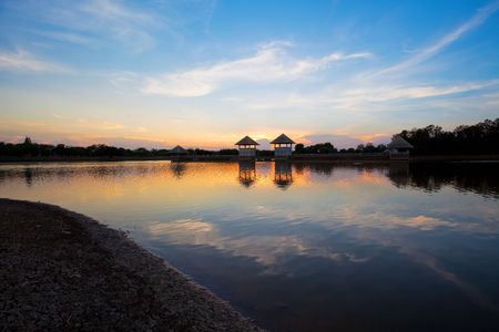 Guard camp in lakeの写真素材