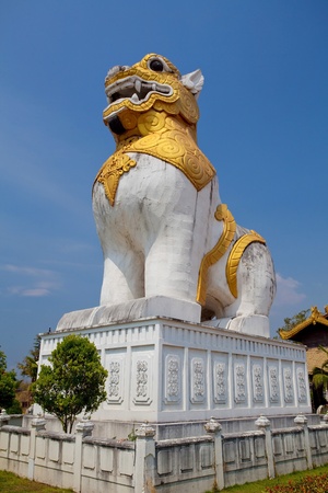 Lion guard in Myanmar Palace historical parkの写真素材