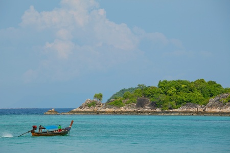 boat on the sea in Southern of Thailandの写真素材
