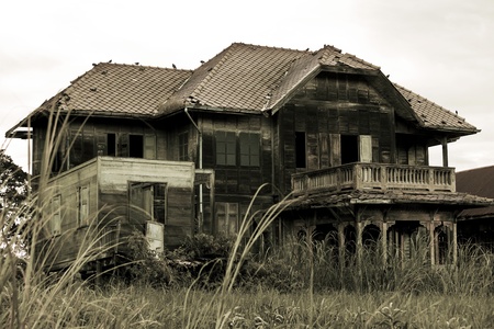 abandoned old house in Thailandの写真素材
