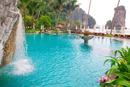 Swimming pool on the beach in Thailandのeditorial素材