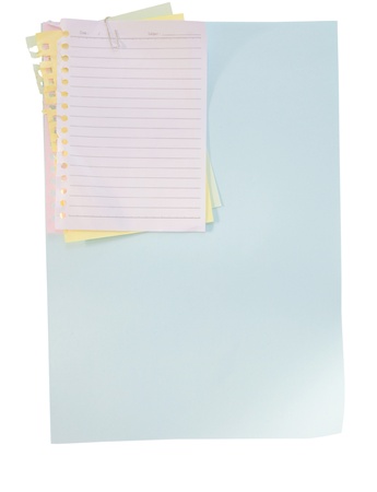 paper sheet and clip on white backgroundの写真素材