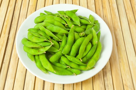 green bean vegetable on wood backgroundの写真素材