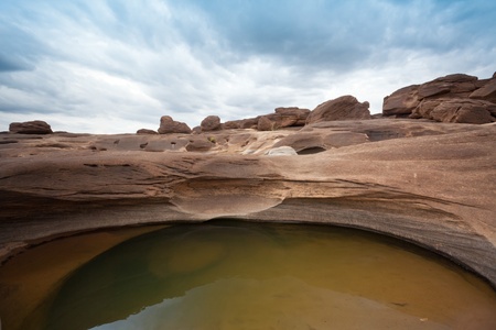 Sampanbok  3000 Hole , The Amazing of Rock in Mekong River, Ubon Ratchathani, Thailand の写真素材