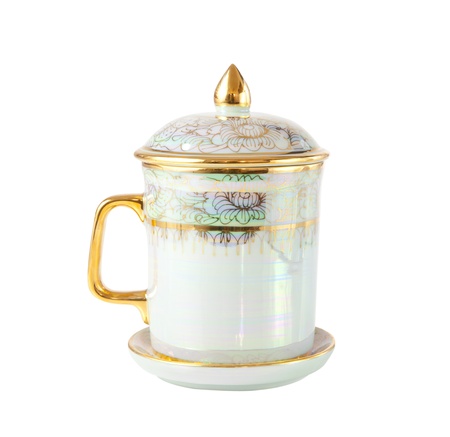 chinese tea cup isolated on white backgroundの写真素材