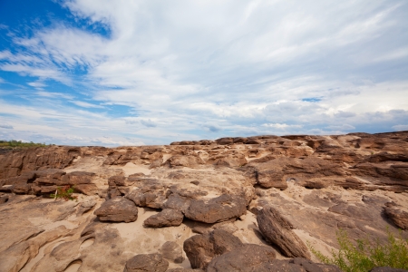 Sampanbok (3000 Hole), The Amazing of Rock in Mekong River, Ubon Ratchathani, Thailand.の写真素材