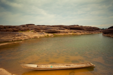 Scenic view boats in Mekong river of Thailandの写真素材