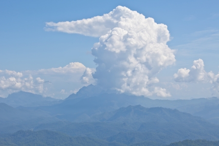 Mountain and cloudy blue sky view of Thailandの写真素材