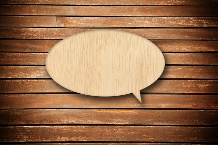 Retro speech bubbles from wood on wood backgroundの写真素材