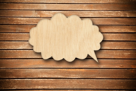 Retro speech bubbles from wood on wood backgroundの写真素材