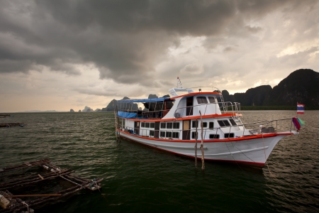 boat on the sea in Southern of Thailandの写真素材