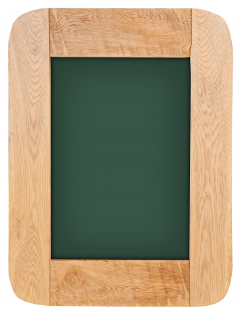 Old chalk board with wood frame isolated on white backgroundの写真素材