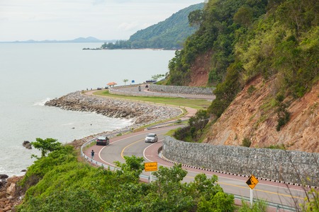 Driving on the Road by the sea in Thailandの写真素材