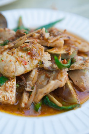 Fish in Dried Red Curry Thai foodの写真素材