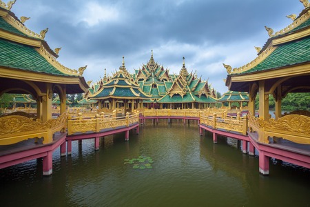 Ancient city,Temple of Thailand on sunsetの写真素材