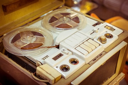 Close up of antique radio vintageの写真素材