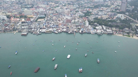 Aerial view of Pattaya city is famous about sea sport and night life entertainment.のeditorial素材