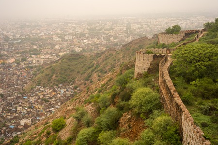 Aerial view of Jaipur from Nahargarh Fort at sunset, Rajasthan, Indiaのeditorial素材