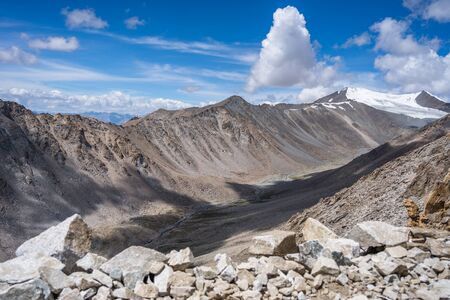 Road in mountains Himalayas Leh Ladakh, Jammu and Kashmir, Indiaの写真素材