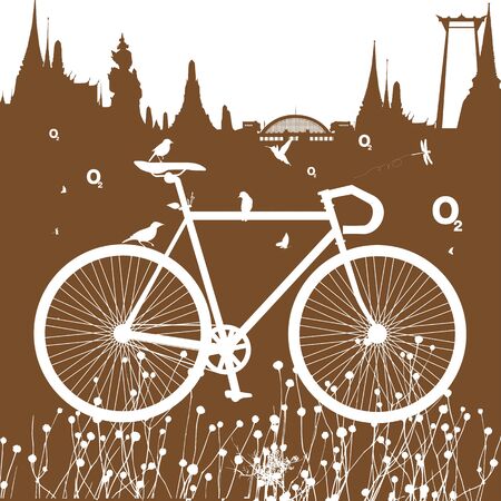 Bicycle with silhouette thailand bangkokの写真素材