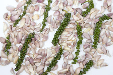 garlic with hot pepperの写真素材