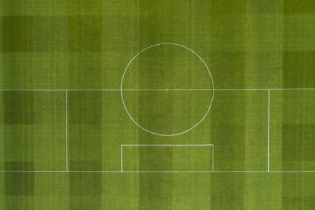The line markings from above of a full size soccer pitch.