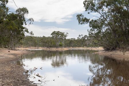 Drought affected water reservoir in outback Australiaの写真素材