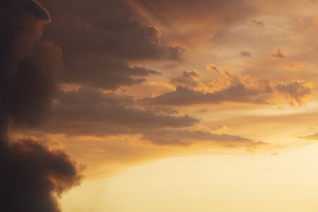 Red sunset clouds due to bush fire smoke in The Blue Mountains in Australia
