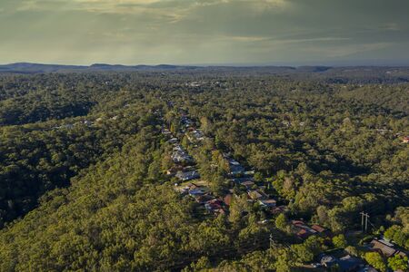 Rolling green hills in The Blue Mountains in Australiaの写真素材