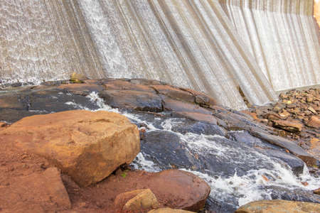 The reservoir wall at Lake Canobolas in Orange in regional New South Wales in Australia