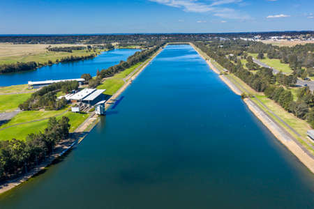 Aerial view of the Sydney Olympic Regatta Centre in Penrith in New South Wales in Australiaのeditorial素材