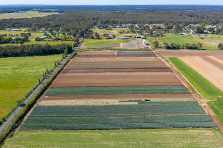 Aerial view of agricultural farmland in regional New South Wales in Australia