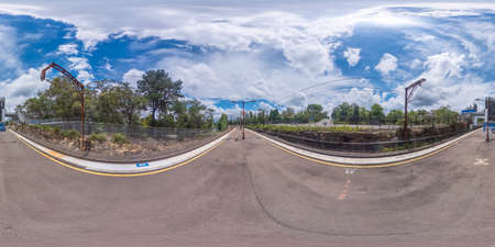 Spherical 360-degree panorama photograph of the Faulconbridge Train Station in The Blue Mountains in regional New South Wales in Australiaの写真素材